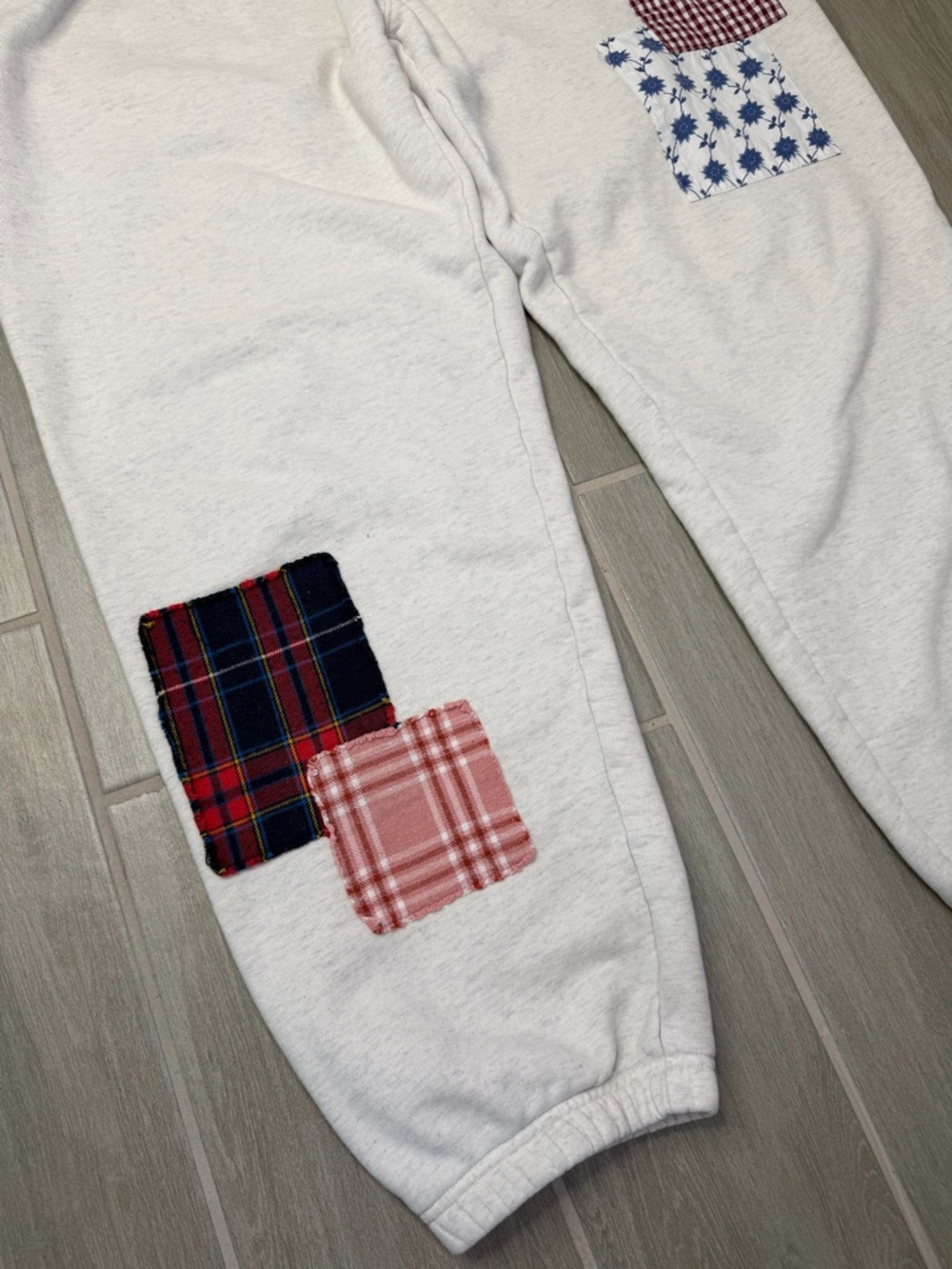 Teddy Fresh Gray Patchwork Jogger Sweatpants Drawstring Mens Size Large - Picture 3 of 9